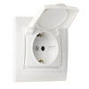 Розетка 1-местная с заземлением с крышкой 16А белая, керамика Венера (SBE-01w-16-S1-1ZK-c)