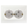 Розетка двойная одноместная с заземлением 16А белая с защ. штор. Венера (SBE-01w-16-S2-1Z-c)