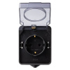 Розетка 1-местная с заземлением 16А с крышкой, IP54, черная, Сатурн (SBE-04b-16-S1-Z)