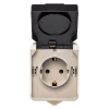 Розетка 1-местная с заземлением 16А с крышкой, IP54 Сатурн (SBE-04w-16-S1-Z)