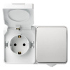 Блок розетка выключатель, IP54, белый, Сатурн (SBE-04g-16-SWS)