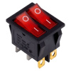 Выключатель клавишный  двойной 250V 16А (6с) ON-OFF красный с подсветкой (SBE-16-S33r-rp)