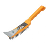 Щетка стальная с пластиковой ручкой и скребком-сталь 4-рядная//FASTER TOOLS