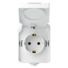 Розетка 1-местная с заземлением 16А с крышкой, IP54, белая, Сатурн (SBE-04g-16-S1-Z)