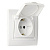 Розетка 1-местная с заземлением с крышкой 16А белая, керамика Венера (SBE-01w-16-S1-1ZK-c)