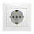 Розетка 1-местная с заземлением 16А белая с защ. штор. Венера (SBE-01w-16-S1-1Z)